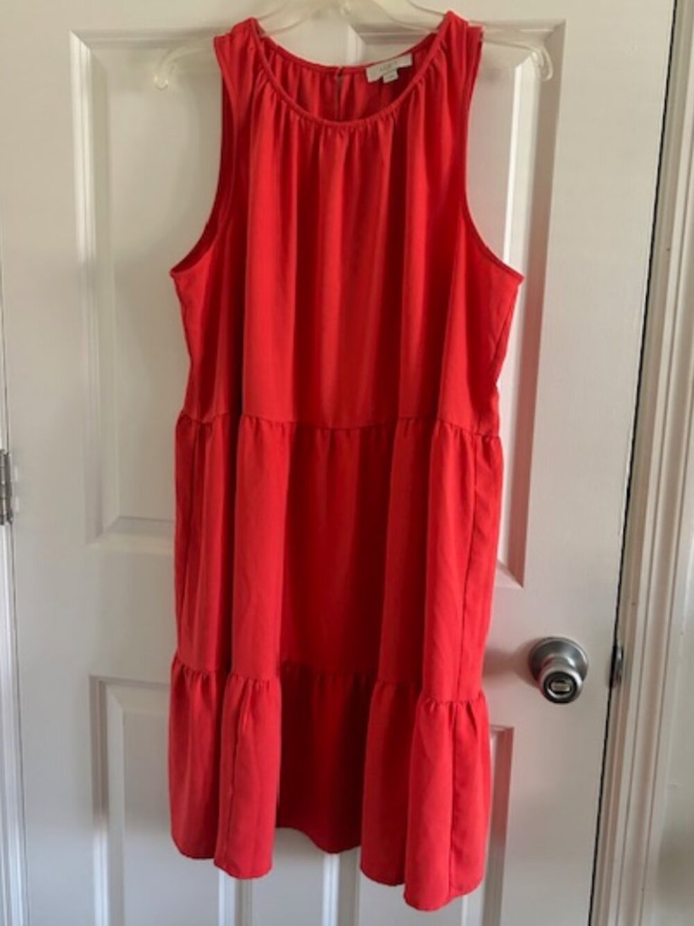 LOFT Red Sleeveless Tiered Swing Dress XL